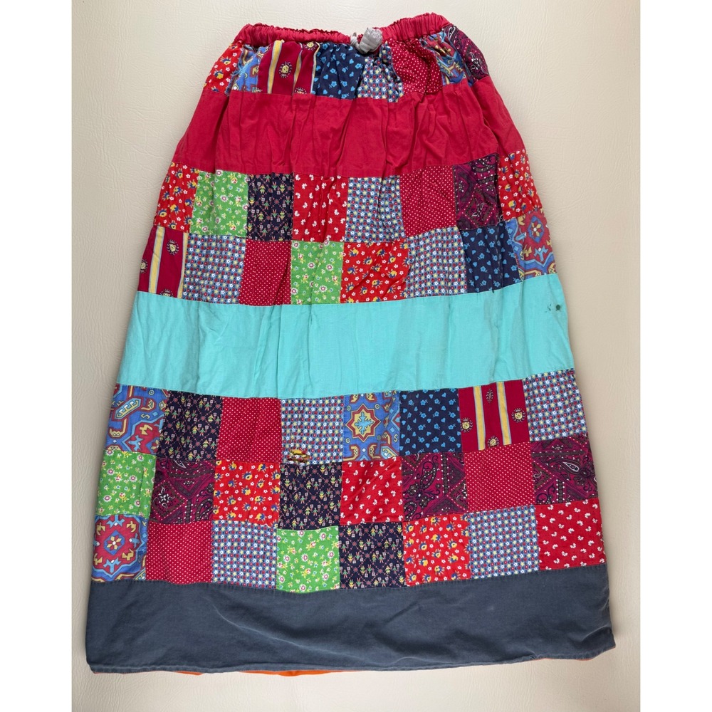 Boho Patchwork Maxi Skirt Reversible Floral‎ Handmade OS Handmade
